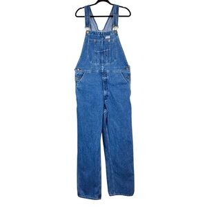 HISEA Bib Overalls Mens 34X32 Blue Denim Carpenter Hammer Loop Workwear Utility